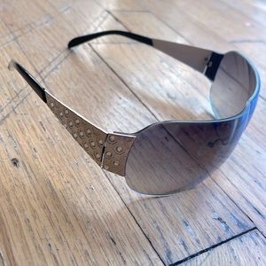 Prada shield sunglasses with Swarovski crystals silver hardware